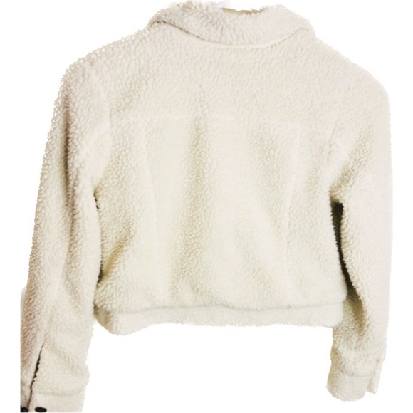 ART CLASS Sherpa Teddy Jean Style Jacket Ivory Colored Button Closure Size M 7/8 - Picture 3 of 6